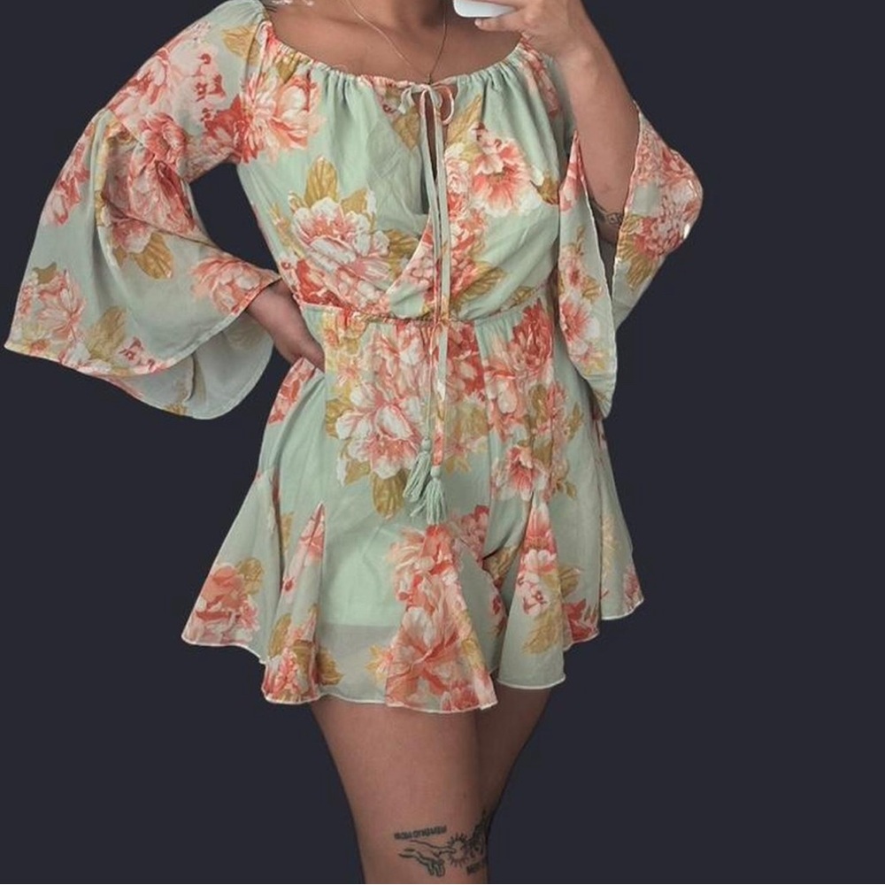 Flying Tomato Mint Floral romper